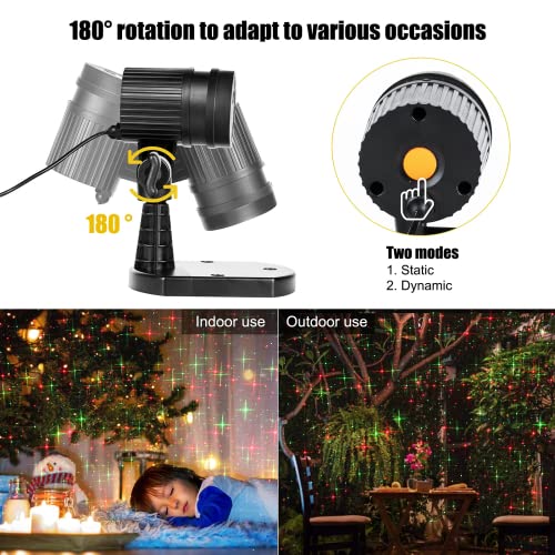 Christmas Projector Lights Outdoor Red Green Starry Waterproof Plug in T272869