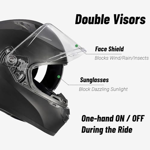 Full Face Motorcycle Helmet, Lightweight with Visor Y4486