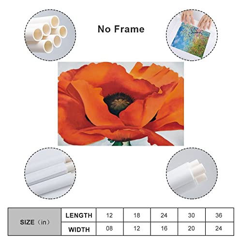 Red Poppies Flower Poster Canvas Wall Art 24x36inch Unframed E752533