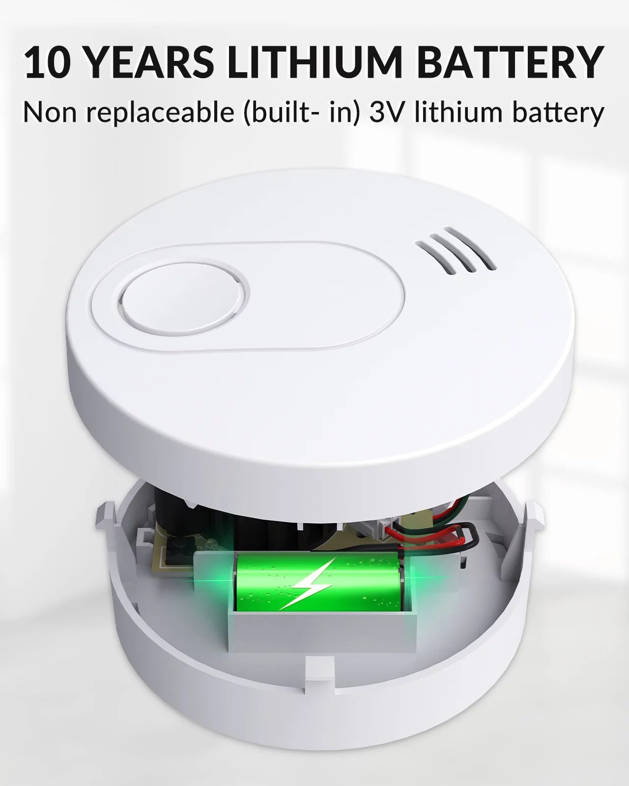 Smoke Detector, 10 Year Photoelectric Sensor Alarm, Low Battery Warning, 6 Pack O21004