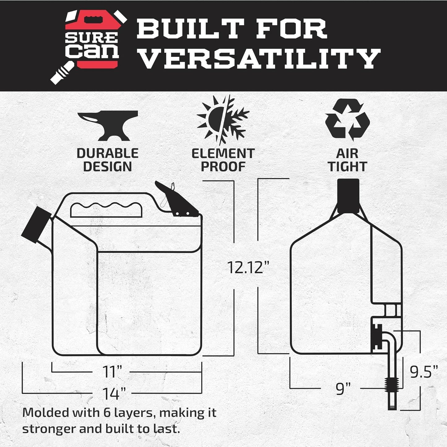 2 Gallon Type-II Safety Container with Rotating Spout N980325