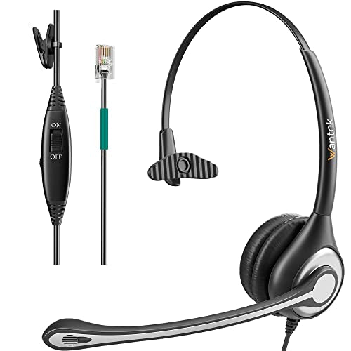 Wantek Corded Telephone Headset Dual w/Noise Canceling Mic + Quick Disconnect Compatible with ShoreTel Zultys NEC Aspire Dterm Nortel Norstar Meridian Siemens ROLM Packet8 Landline Deskphones(602QS2)