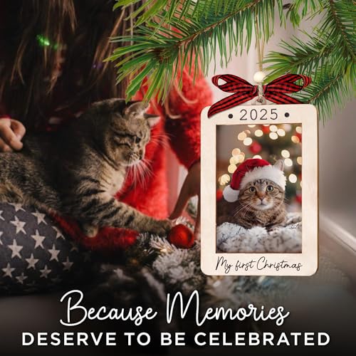 Christmas Ornament Picture Frame - Wooden Landscape Photo Frame for Tree U75225