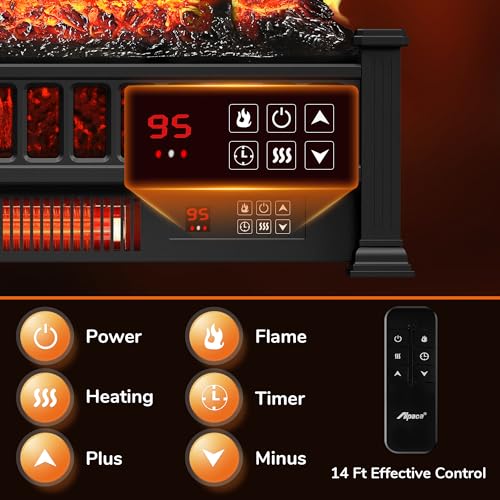 Electric Fireplace Logs 20-Inch with Remote, Adjustable Flame Colors, Timer, 1500W I334751