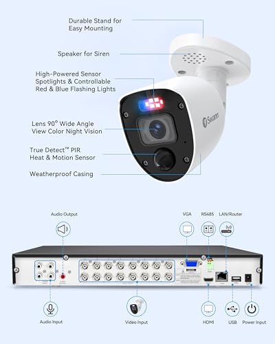 4K Ultra HD Security Camera System, 16 Channel DVR with 2TB HDD, 12 Wired Cameras Y970402