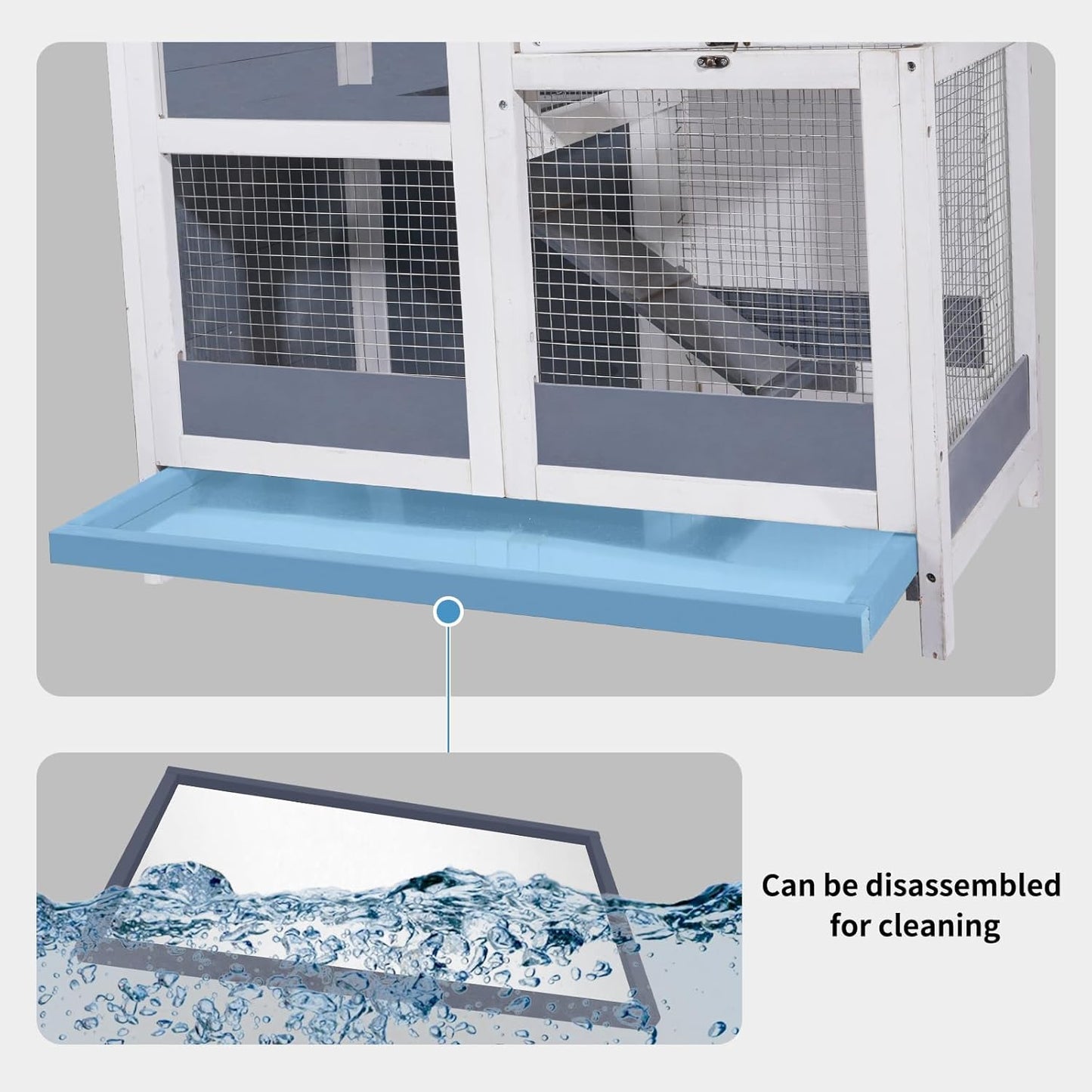 Wooden 2-Story Guinea Pig Cage with Openable Roof and Removable Tray G667398