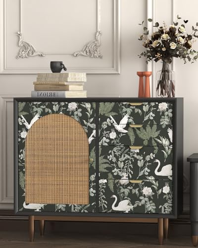 Peel and Stick Wallpaper Dark Green Vintage Floral Self Adhesive Removable B956