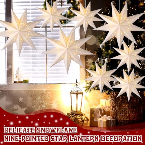 3D Paper Star Lanterns Hanging Ornaments with String for Christmas Party Decor N73864