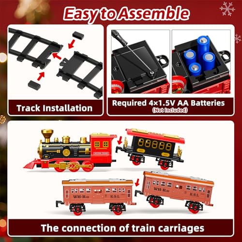 Electric Train Set for Kids with Smoke, Light and Sound, DIY Track Building Toy V61635