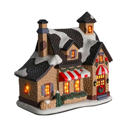 Ceramic Christmas Houses with Warm LED Light S1149