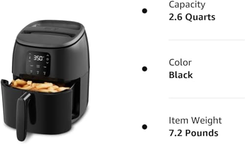 Electric Air Fryer Oven, 2.6 Qt., Grey, Compact Digital, 1000-Watt O882