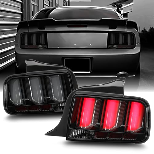 AKKON - Fits 2005-2009 Ford Mustang LED [White Tube] Smoked Tail Lamp Brake Lights w/Sequential Signal Pair Left + Right
