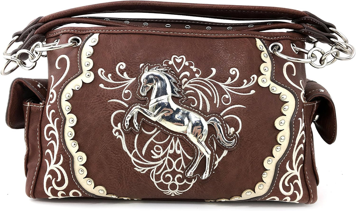 Concealed Carry Handbag Purse with Wallet - Brown V15017