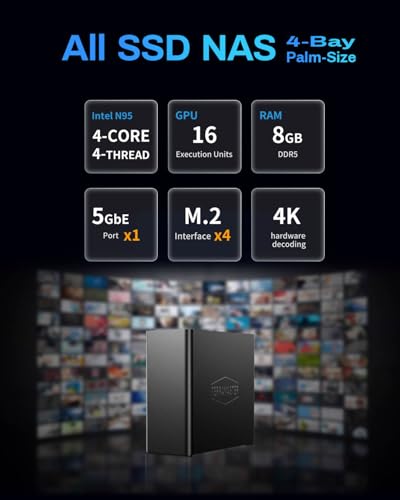 4-Bay All SSD NAS Server, Quad-Core CPU, 8GB DDR5 RAM, 5GbE Port Q39134