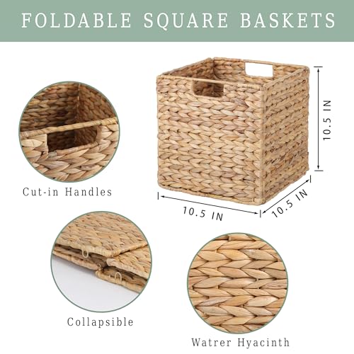 Water Hyacinth Storage Baskets for Cube Storage, Set of 3 V389597