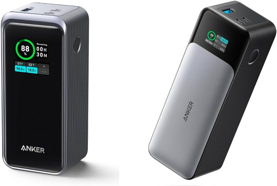 Anker Power Bank, 24,000mAh 3-Port Portable Charger with 140W Output, Smart Digital Display Prime Power Bank 20,000mAh Portable Charger with 200W Output