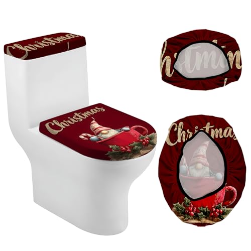 Christmas Toilet Lid Cover, Washable Bathroom Accessory O828