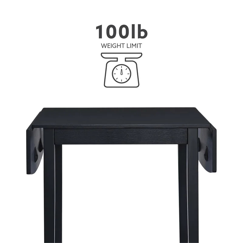 Square Wood Drop Leaf Table in Black O4185