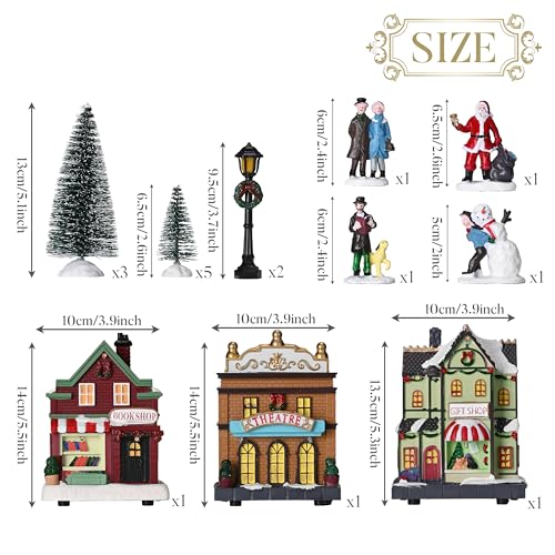 Pre-Lit Christmas Village Set, Battery Operated Tabletop Decor (17 PCS) W612