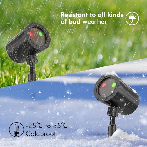 Christmas Projector Lights Outdoor, Red & Green with Remote and Timer, IP65 Waterproof Q3610