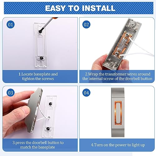 Wired Doorbell Chime Kit with 2 Lighted Metal Push Buttons G2237