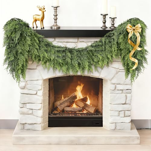 Real Touch Cedar Garland 9 ft for Mantle, Stairs, Fireplace Y971