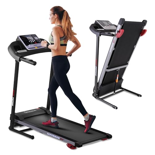 SereneLife Folding Treadmill - Foldable Home Fitness Equipment with LCD for Walking & Running - Cardio Exercise Machine - Preset and Adjustable Programs - Bluetooth Connectivity