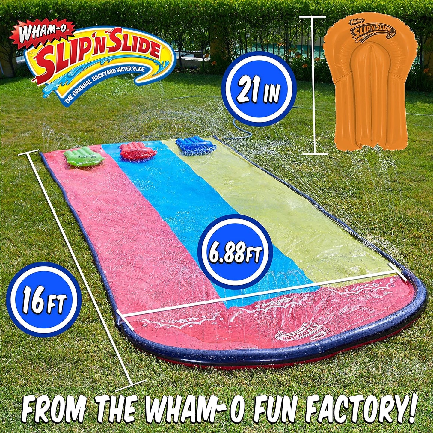 Triple Slip and Slide with 3 Bodyboards Lawn Water Slide Outdoor Water Toys for Kids F56890