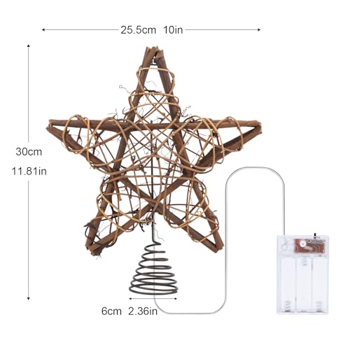 Christmas Tree Topper Star with Warm White Light, 8.7 Inch Q202