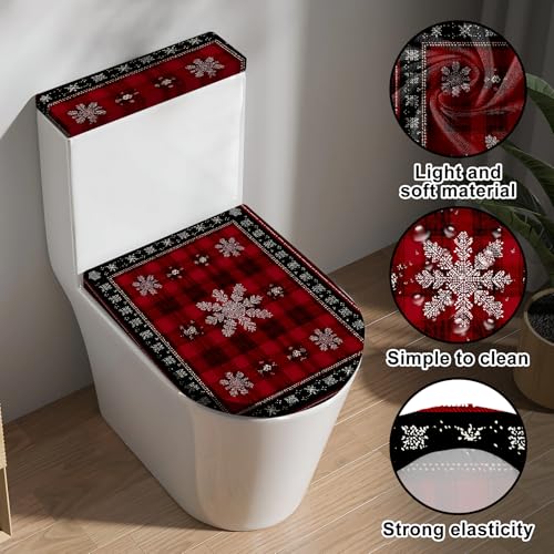 Christmas Toilet Lid Cover, Washable Bathroom Accessory O828