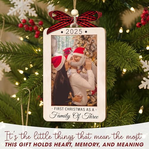 Christmas Ornament Picture Frame - Wooden Landscape Photo Frame for Tree U75225