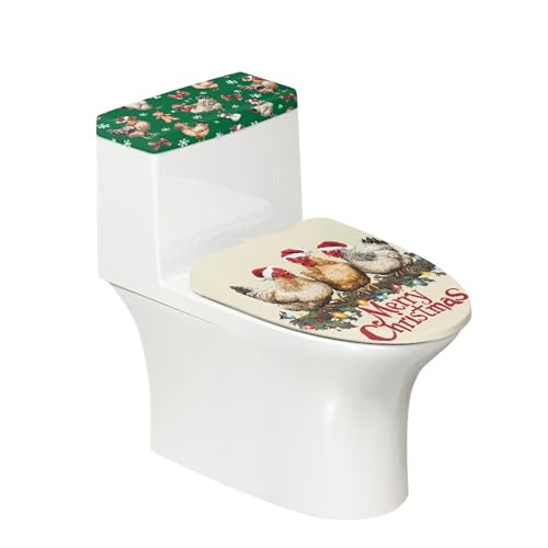Christmas Toilet Lid and Tank Cover Set for Bathroom Decor Q334993