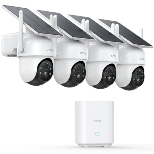 Wireless Outdoor Security Cameras, 4-Cam Kit, Solar-Powered, 360° Pan & Tilt, 2K Color Night Vision R962279