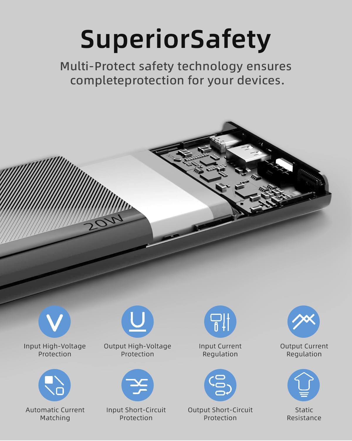 Slim 10000mAh Portable Charger, 20W USB-C Power Bank N4774