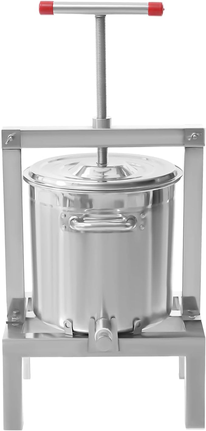 2.6 Gal Fruit Wine Press Stainless Steel Juice Maker Cider Press Large Fruit Honey Presser Vegetables Olive Oil Press Manual Grape Press Extractor for Wine Juice Making