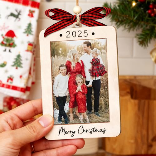Christmas Ornament Picture Frame - Wooden Landscape Photo Frame for Tree U75225