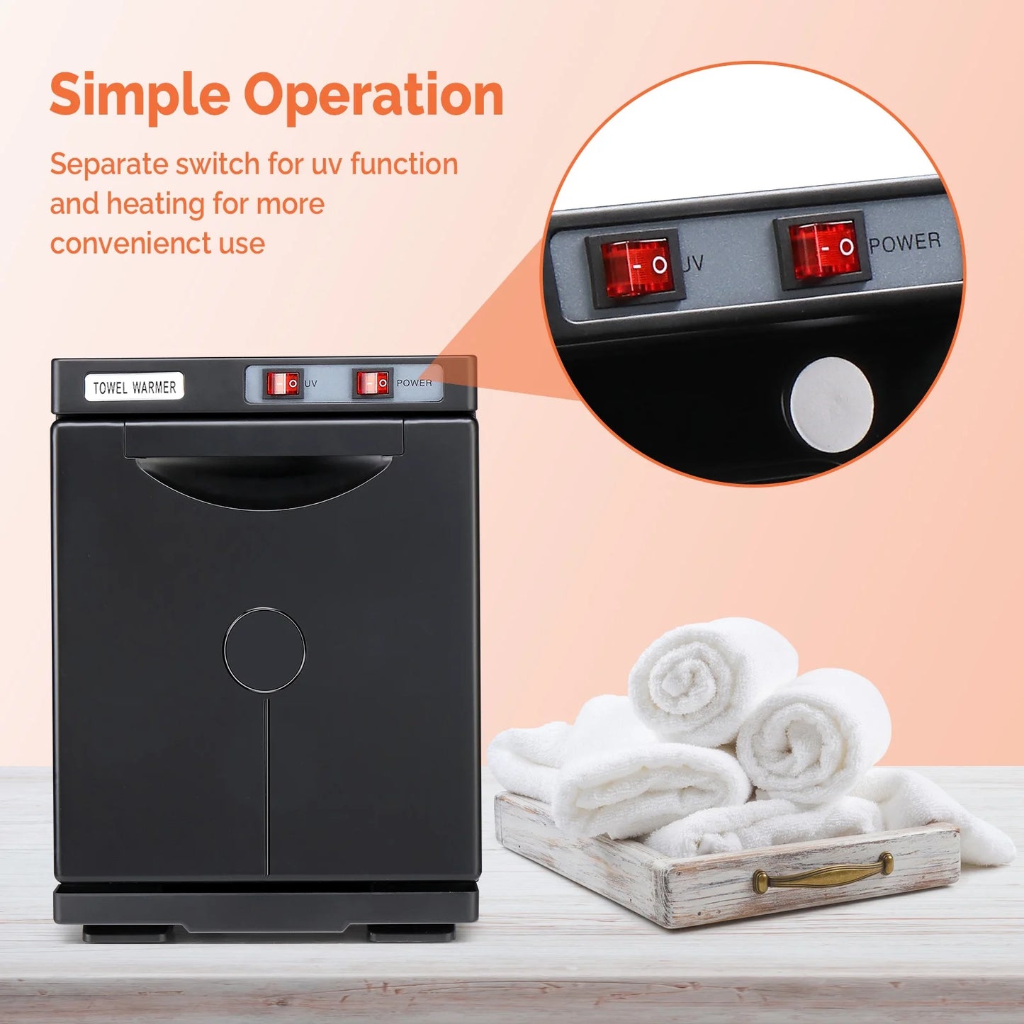 Hot Towel Warmer Cabinet with UV Sterilizer, 5L, Black I132