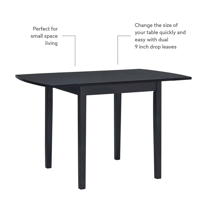 Square Wood Drop Leaf Table in Black O4185