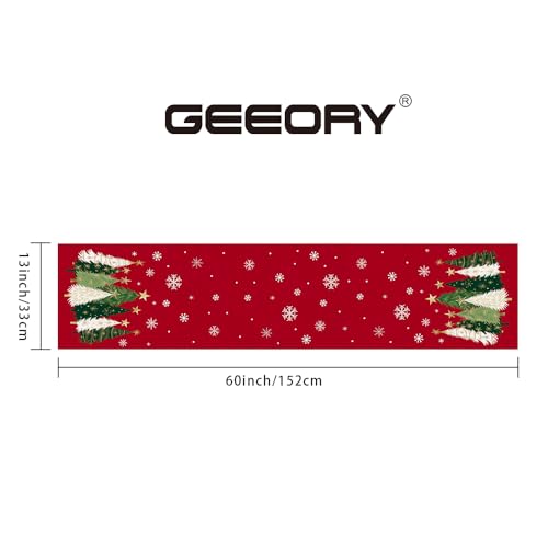 Christmas Table Runner 13x72 Inch, Red Winter Holiday Decor S612