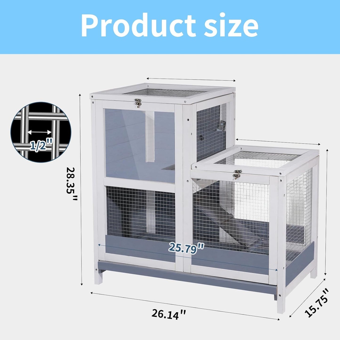 Wooden 2-Story Guinea Pig Cage with Openable Roof and Removable Tray G667398