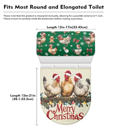 Christmas Toilet Lid and Tank Cover Set for Bathroom Decor Q334993