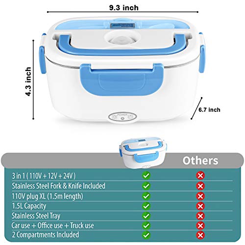 Portable Electric Lunch Box Food Heater, 1.5L, Car and Home Use C955