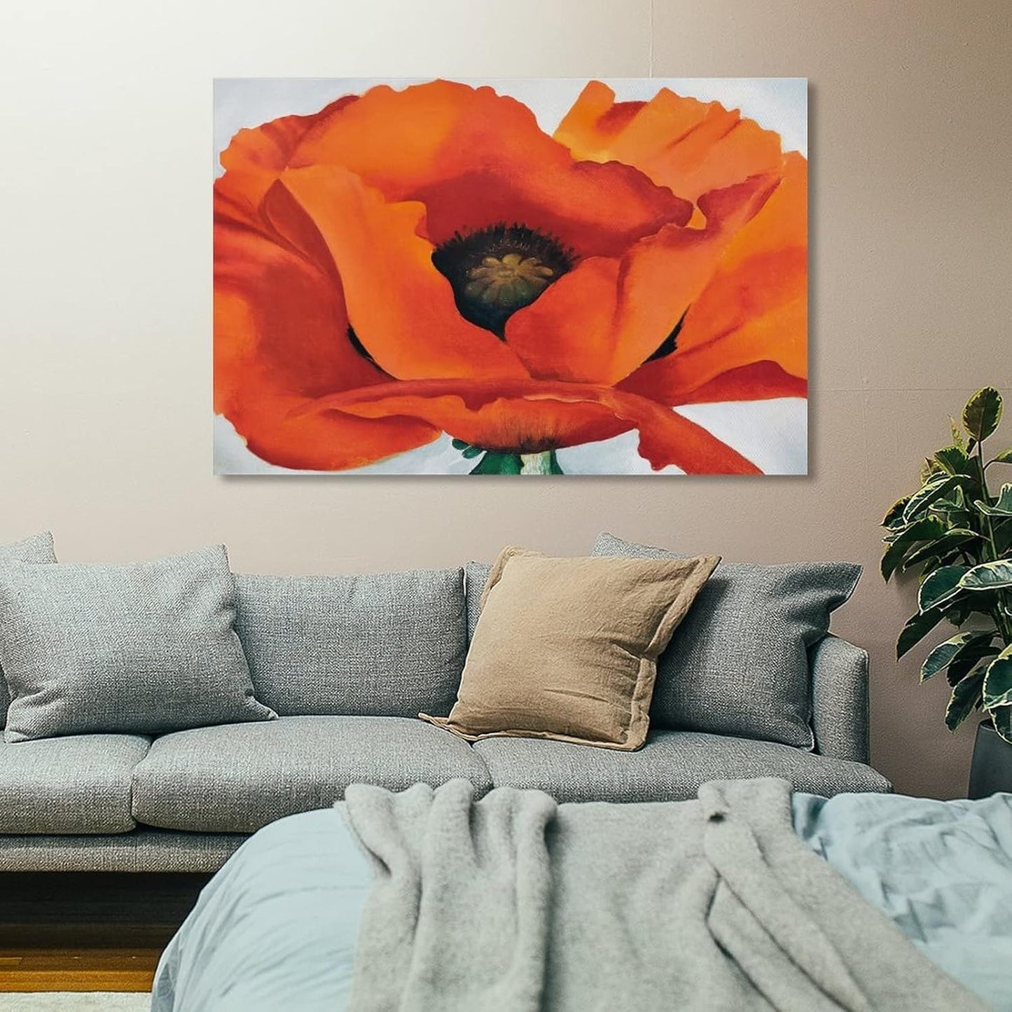 Red Poppies Flower Poster Canvas Wall Art 16x24 Inch W8592