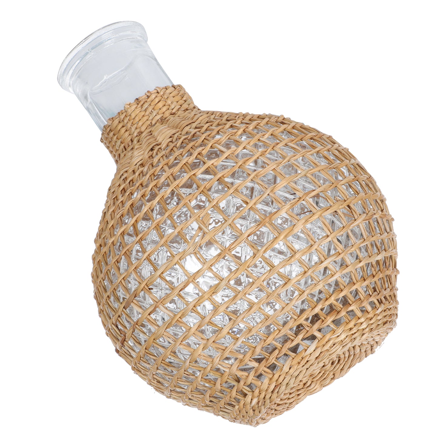 Rattan Glass Vase with Gold Terrarium Jar R58600