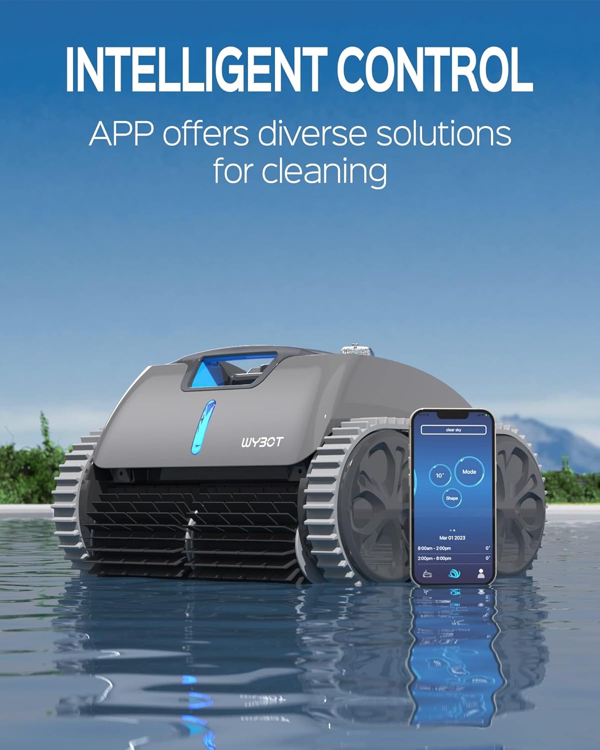 Wall Climbing Robotic Pool Cleaner with APP, Smart Navigation, 15000mAh Battery M32705