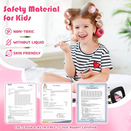 Kids Pretend Play Makeup Set with Cosmetic Bag for Toddler Age 3+ B459880