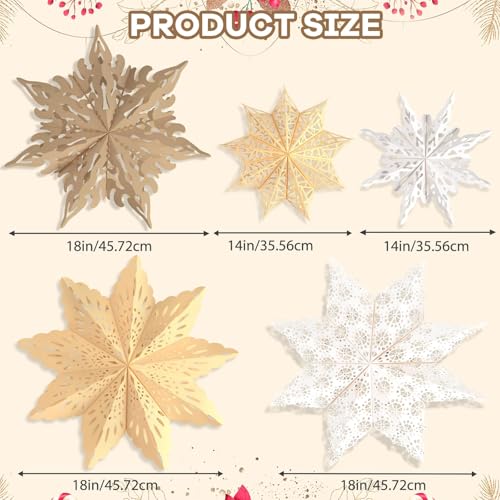Christmas Paper Snowflake Lanterns with LED Lights for Holiday Party Decor Q23741