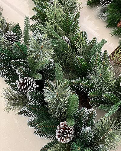 Pre-lit Christmas Garland 9ft with 50 LED Lights, Battery Operated I824