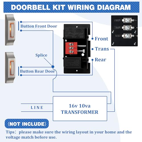 Wired Doorbell Chime Kit with 2 Lighted Metal Push Buttons G2237