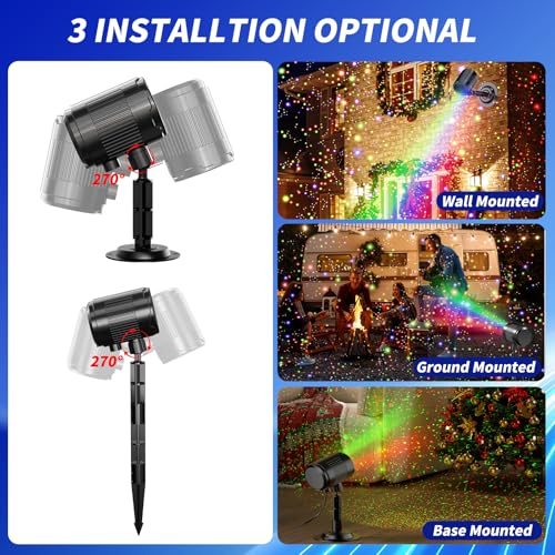 Christmas Laser Projector Light Outdoor, RGB Firefly Moving Lights, IP65 Waterproof for Garden Yard Party Decor W6136